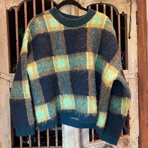 Mango Textured Checked Sweater
